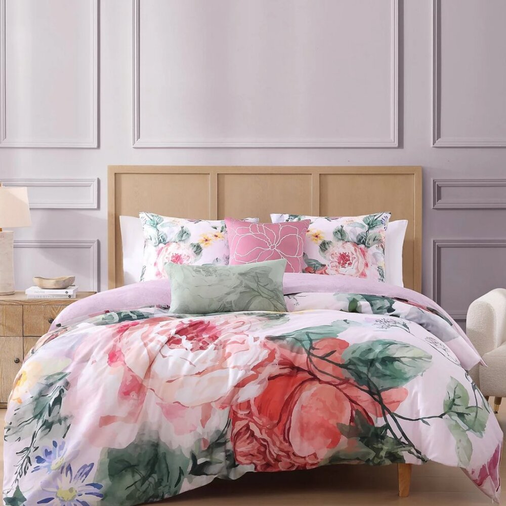 Cool Pink Roses Comforter Set Bebejan King